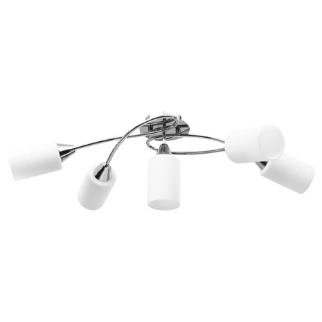 Plafondlamp met keramieken cilindervormige kappen 5xE14 wit 2