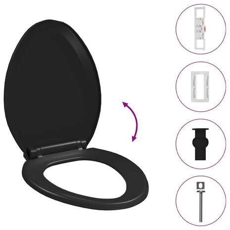 Toiletbril soft-close met quick-release ontwerp zwart 10