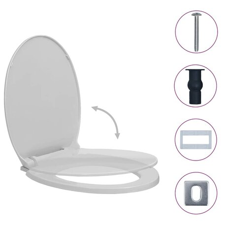 Toiletbril soft-close en quick-release ovaal lichtgrijs 2