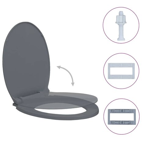 Toiletbril soft-close ovaal grijs 2