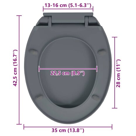 Toiletbril soft-close en quick-release ovaal grijs 10