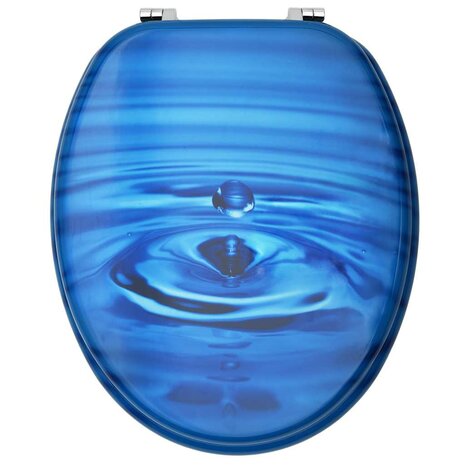 Toiletbril met deksel waterdruppel MDF blauw 5