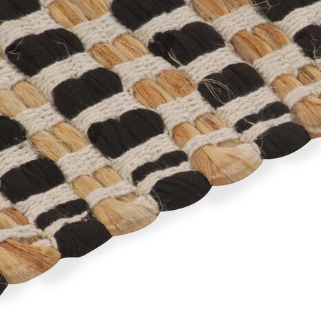 Badmattenset handgeweven jute en stof naturel en zwart 4