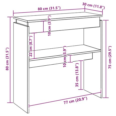Wandtafel 80x30x80 cm bewerkt hout betongrijs 6