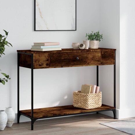 Wandtafel 100x34,5x75 cm bewerkt hout gerookt eikenkleurig 1