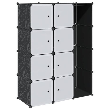 Kast met 9 vakken modulair 109x36,5x143 cm zwart en wit  2