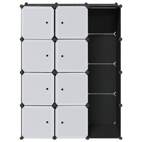 Kast met 9 vakken modulair 109x36,5x143 cm zwart en wit  4