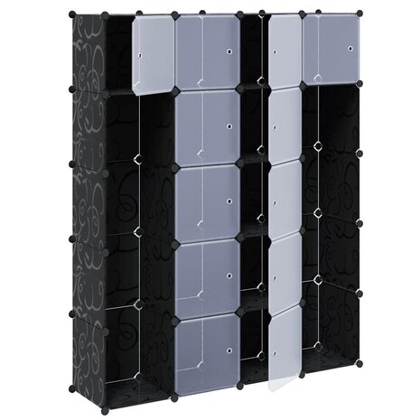 Kast modulair met 14 vakken 37x146x180,5 cm zwart en wit 3