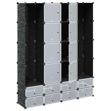 Kast modulair met 18 vakken 37x146x180,5 cm zwart en wit 3