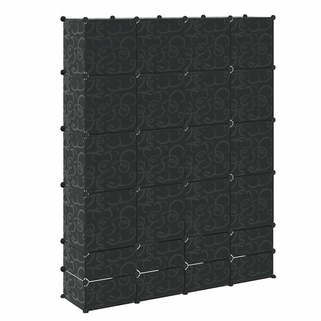 Kast modulair met 18 vakken 37x146x180,5 cm zwart en wit 6