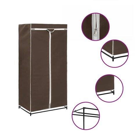 Kledingkast 75x50x160 cm bruin 1