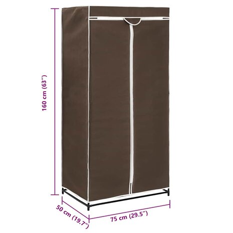 Kledingkast 75x50x160 cm bruin 9