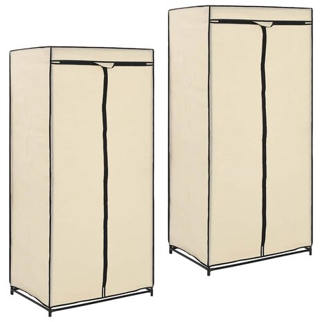 Kledingkasten 2 st 75x50x160 cm cr&egrave;me 1