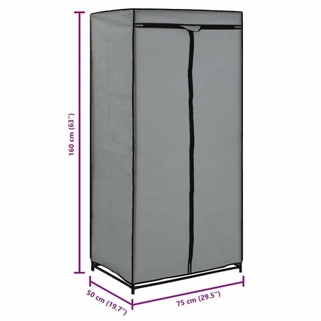 Kledingkasten 2 st 75x50x160 cm grijs 10