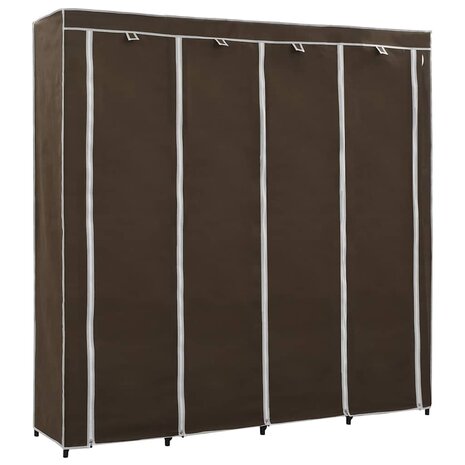Kledingkast met 4 vakken 175x45x170 cm bruin 2