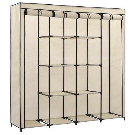 Kledingkast met 4 vakken 175x45x170 cm cr&egrave;me 3