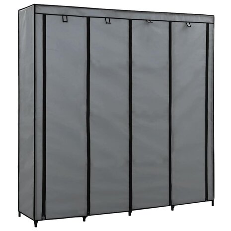 Kledingkast met 4 vakken 175x45x170 cm grijs 2