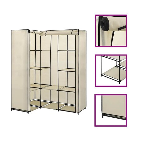 Hoekkledingkast 130x87x169 cm cr&egrave;me 1