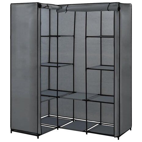 Hoekkledingkast 130x87x169 cm grijs 2