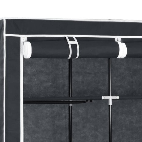 Kledingkast met vakken en stangen 150x45x175 cm stof zwart 9