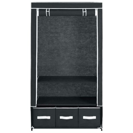 Kledingkast 87x49x159 cm stof zwart 4