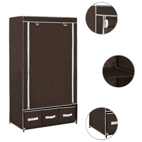 Kledingkast 87x49x159 cm stof bruin 6