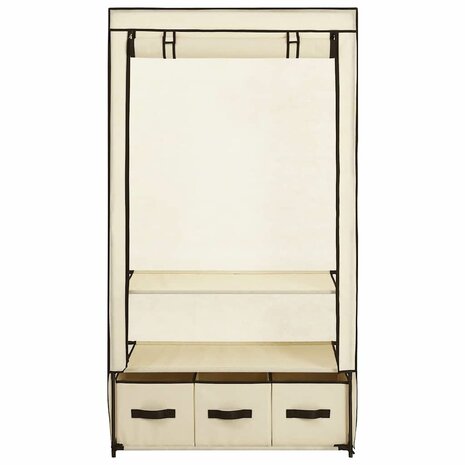 Kledingkast 87x49x159 cm stof cr&egrave;me 4