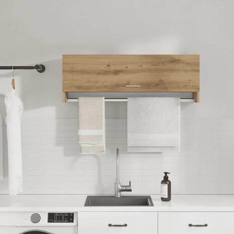 Kledingkast 100x32,5x35 cm bewerkt hout artisanaal eikenkleurig 1