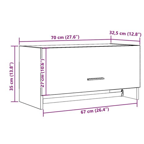 Kledingkast 70x32,5x35 cm bewerkt hout oud houtkleurig 10