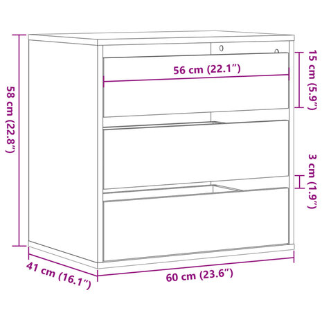 Ladekast 60x41x58 cm bewerkt hout betongrijs 10