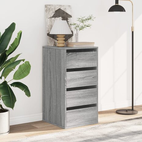 Ladekast 40x41x76 cm bewerkt hout grijs sonoma eikenkleurig 3