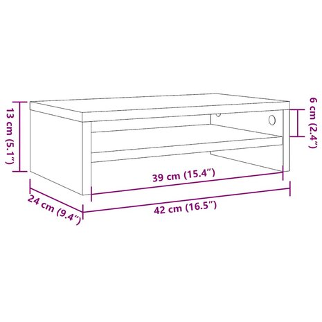 Monitorstandaard 42x24x13 cm bewerkt hout grijs sonoma eiken 6