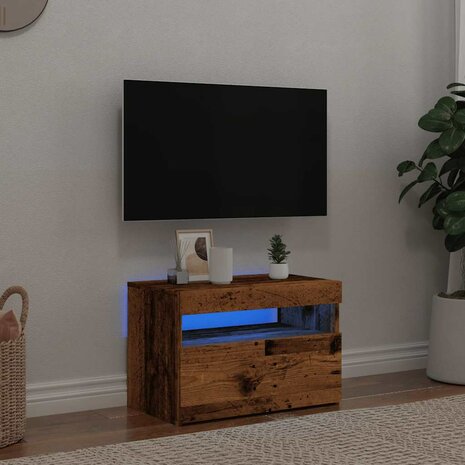 Tv-meubel met LED 60x35x40 cm bewerkt hout oud hout 4