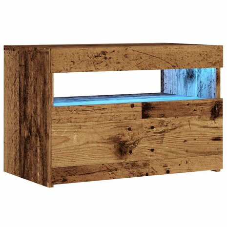 Tv-meubel met LED 60x35x40 cm bewerkt hout oud hout 5