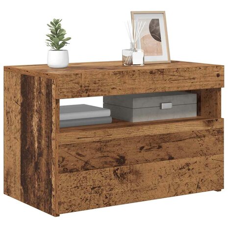 Tv-meubel met LED 60x35x40 cm bewerkt hout oud hout 12