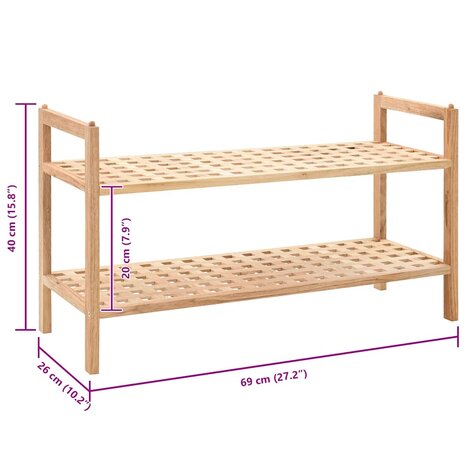 Schoenenrek 69x26x40 cm massief walnotenhout 6