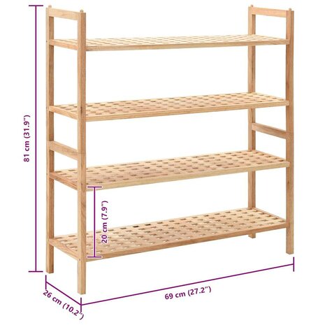 Schoenenrek 69x26x81 cm massief walnotenhout 6