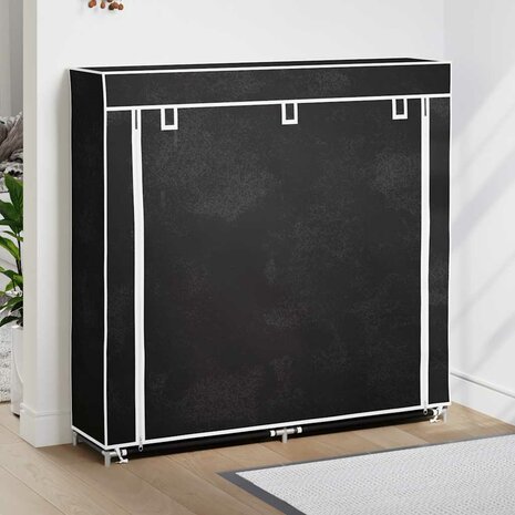 Schoenenkast met hoes 115x28x110 stof zwart  1