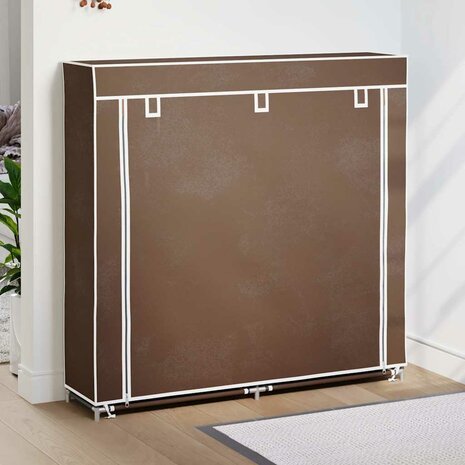 Schoenenkast met hoes 115x28x110 stof bruin  1