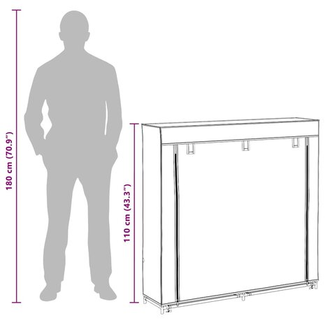 Schoenenkast met hoes 115x28x110 stof bruin  10