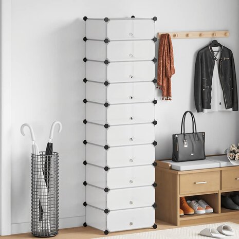 Schoenenkast met 10 ineengrijpende vakken wit 1