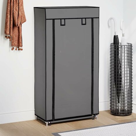 Schoenenkast met hoes 58x28x106 cm stof grijs 1