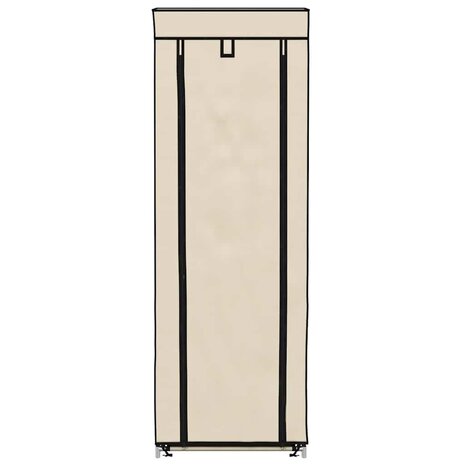 Schoenenkast met hoes 57x29x162 cm stof cr&egrave;me 4