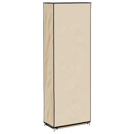 Schoenenkast met hoes 57x29x162 cm stof cr&egrave;me 6