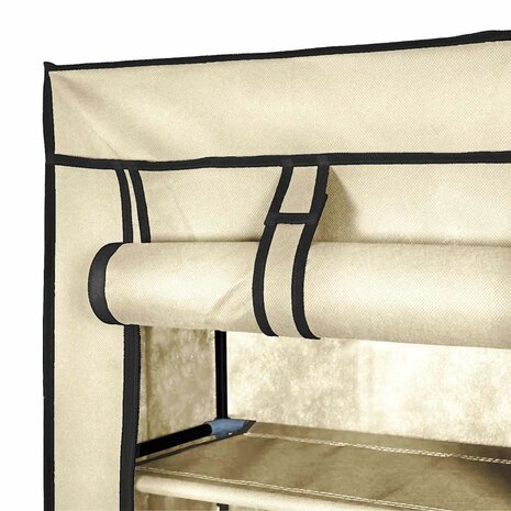 Schoenenkast met hoes 57x29x162 cm stof cr&egrave;me 7
