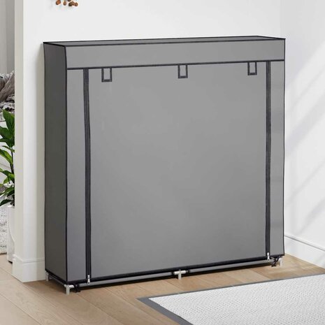 Schoenenkast met hoes 115x28x110 cm stof grijs 1