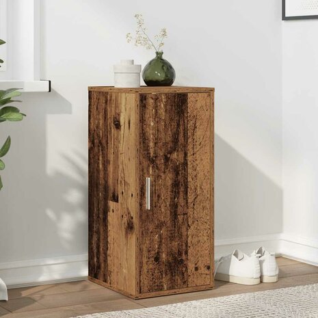 Schoenenkast 32x35x70 cm bewerkt hout oud houtkleurig 1