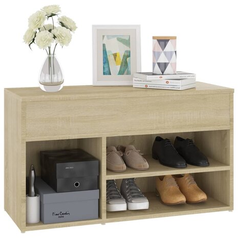 Schoenenbank 80x30x45 cm bewerkt hout sonoma eikenkleurig 7