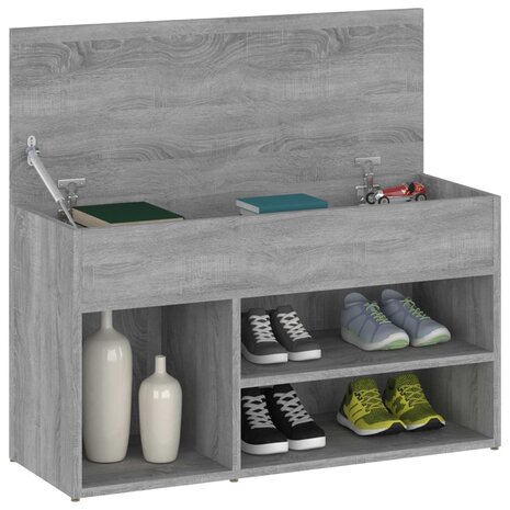 Schoenenbank 80x30x45 cm bewerkt hout grijs sonoma eikenkleurig 7
