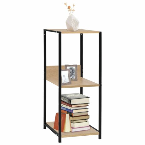 Boekenkast 33,5x39,6x79,7 cm bewerkt hout zwart en eikenkleurig 1